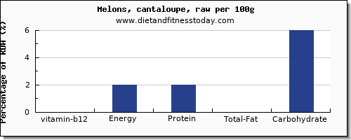 vitamin b12 and nutrition facts in cantaloupe per 100g